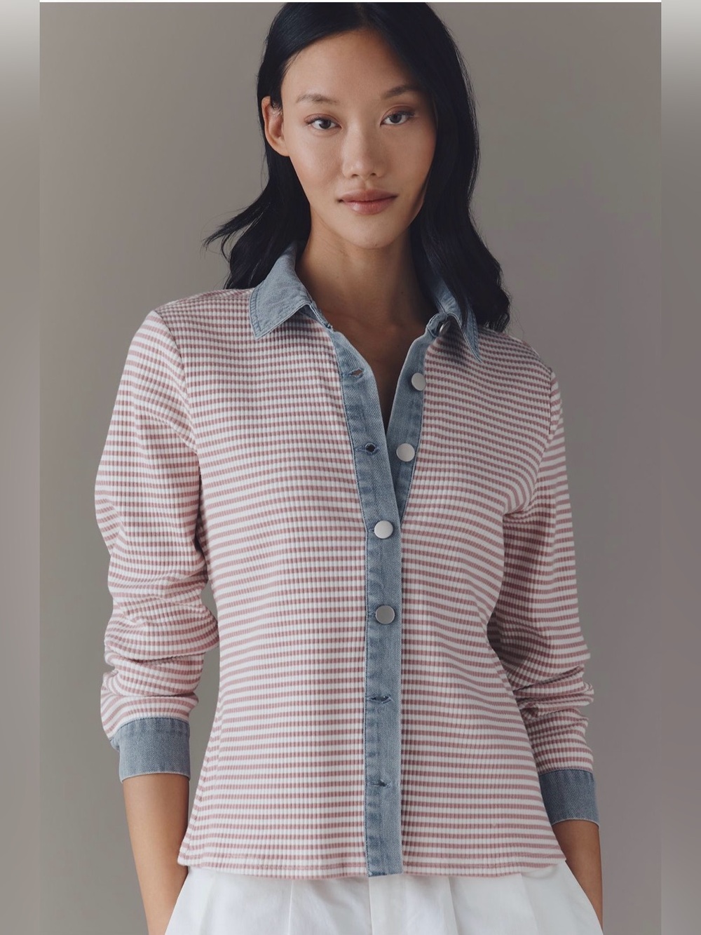 Anthropologie Dolan Left Coast Denim Mixed Cardigan
